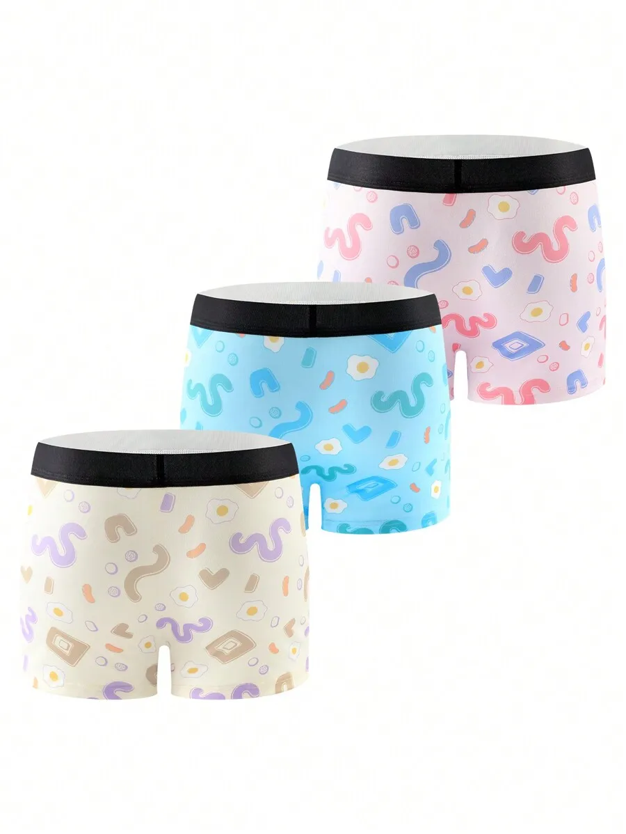 Mens Random Print Boxer Briefs 3pcs Pack