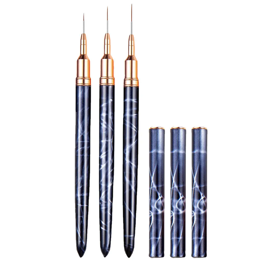 Set di 3 penne per nail art, pennelli per rivestimento ultrafini, per smalto gel, design per unghie, disegno, punte di fiori, strumenti per manicure, salone portatile