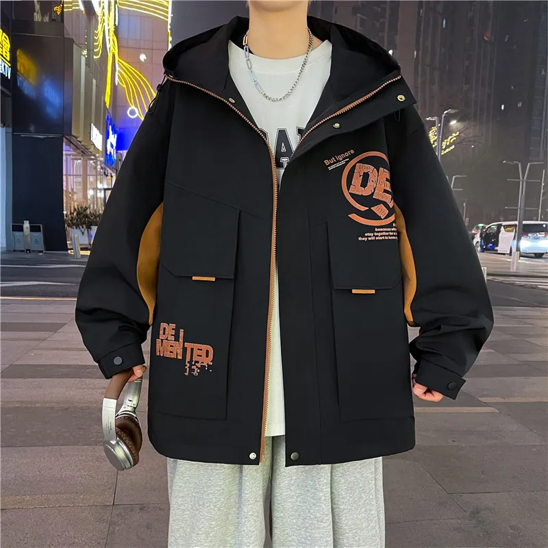 

Classic Men's Hooded Jackets Fashion 2026 Spring Autumn Windproof Outdoor Travel Casual Coat Youth Streetwear Loose Top Clothing