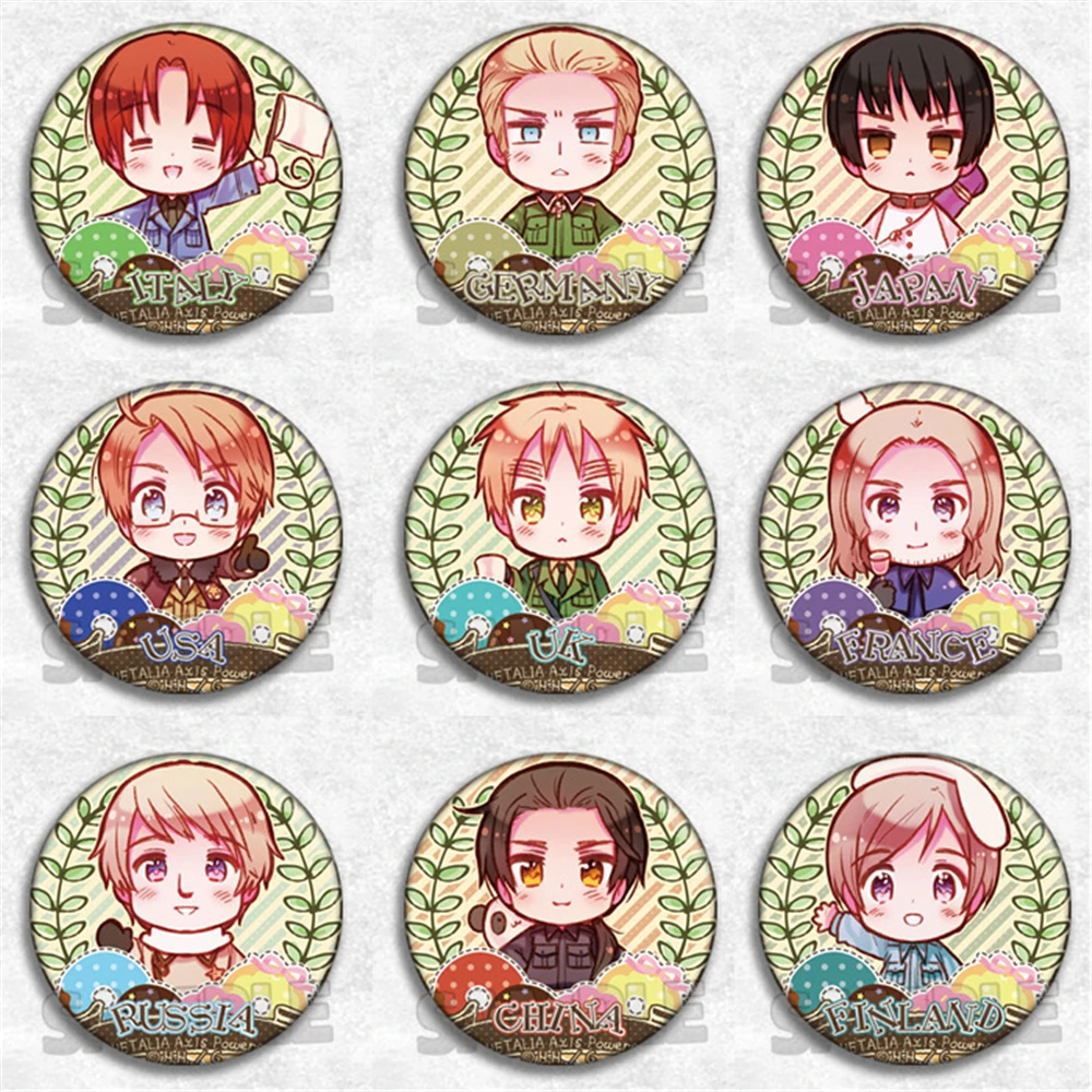58mm Anime Hetalia The Beautiful World Stars Feliciano Vargas Cosplay COSTUME Badge Pin SPTE Tinplate Brooch﻿ Prop Xmas Gilf
