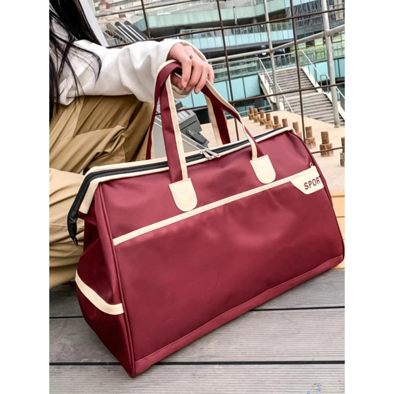 

Large Capaci Portable Travel Bag Handheld Lage Bag for Men And Women ort Trip Storage Bag Retro Sle Nylon Material