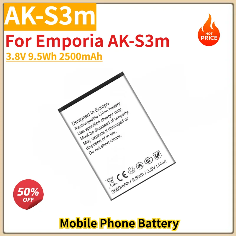 

AK-S3m High Quality Phone Battery 3.8V 9.5Wh 2500mAh For Emporia AK-S3m Brand New Replacement Battery