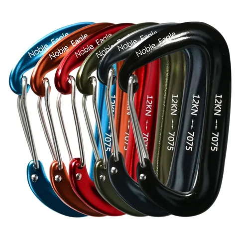 6Pcs 12KN 7075 Aluminum Carabiner Set D Ring Heavy Duty Tactical Carabiners Clips Camping Hiking Climbing Hook Hammock Keychain