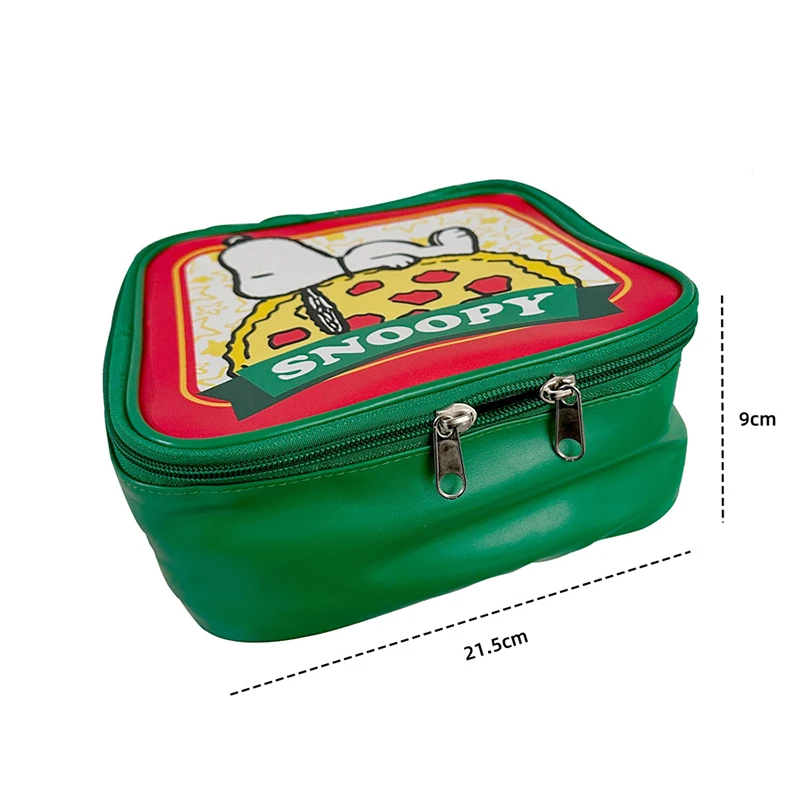 MINISO Disney Cute Print Pizza Snoopy borsa per il trucco di grande capacità borsa per il trucco portatile del fumetto borsa per il trucco della