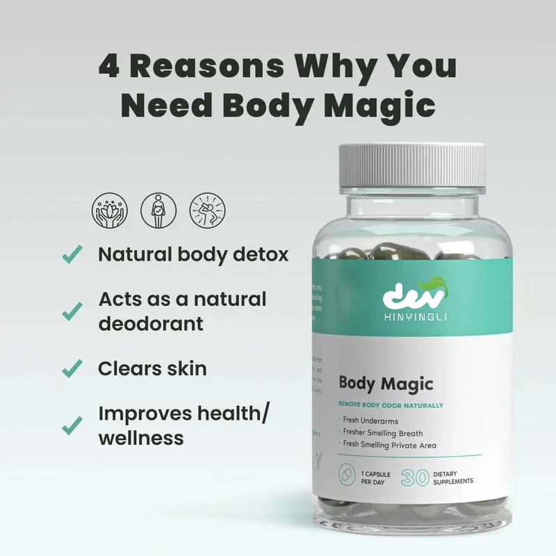 Body Magic Capsules Chlorophyll Body Odor Elimination Gut & Skin Care Deodorizing Capsuels Smelling Fresh Body