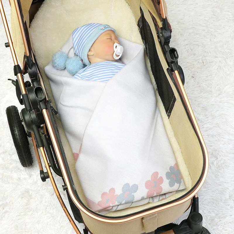 Baby Blankets Knitted Plaid Infant Girls Stroller Warm Swaddle Soft Sleeping Cover Newborn Boys Bed Quilt Fashion Floral 90*70CM