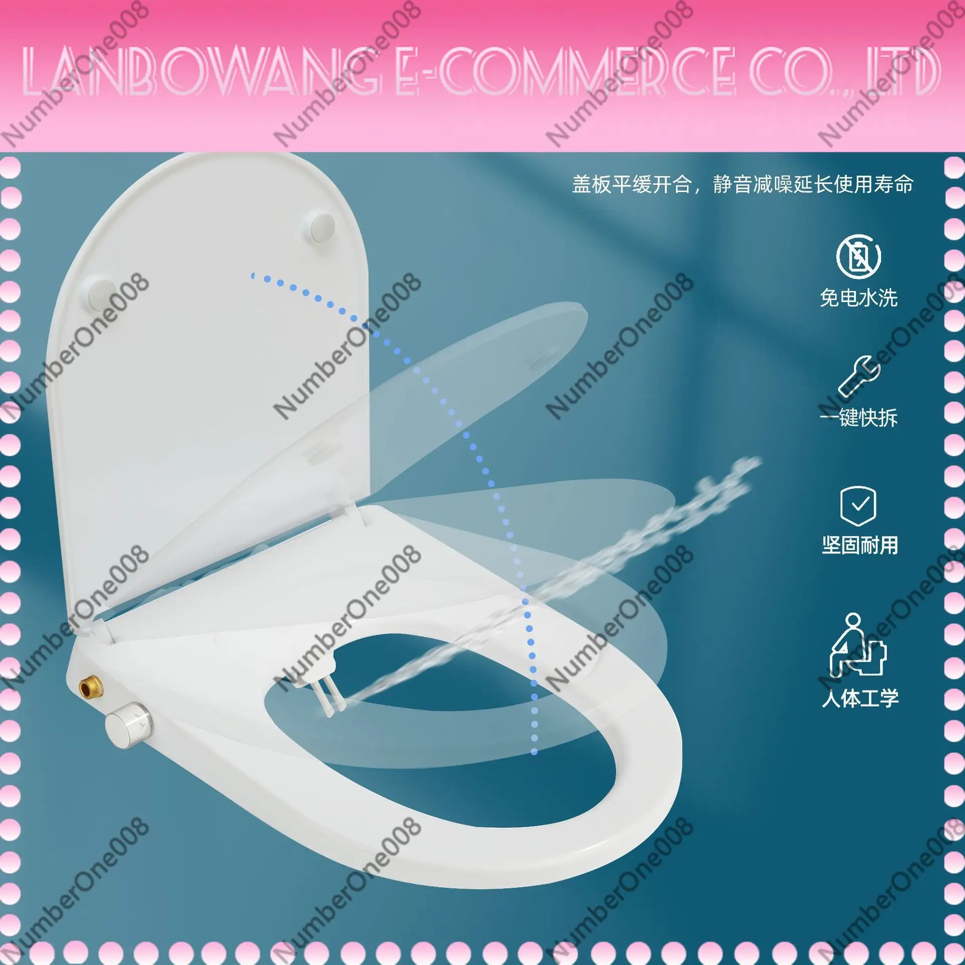 Xiamen Bestseller No-Electric Bidet Toilet Seat Cover U-Shape D-Shape Silent Slow-Close Feminine Washer