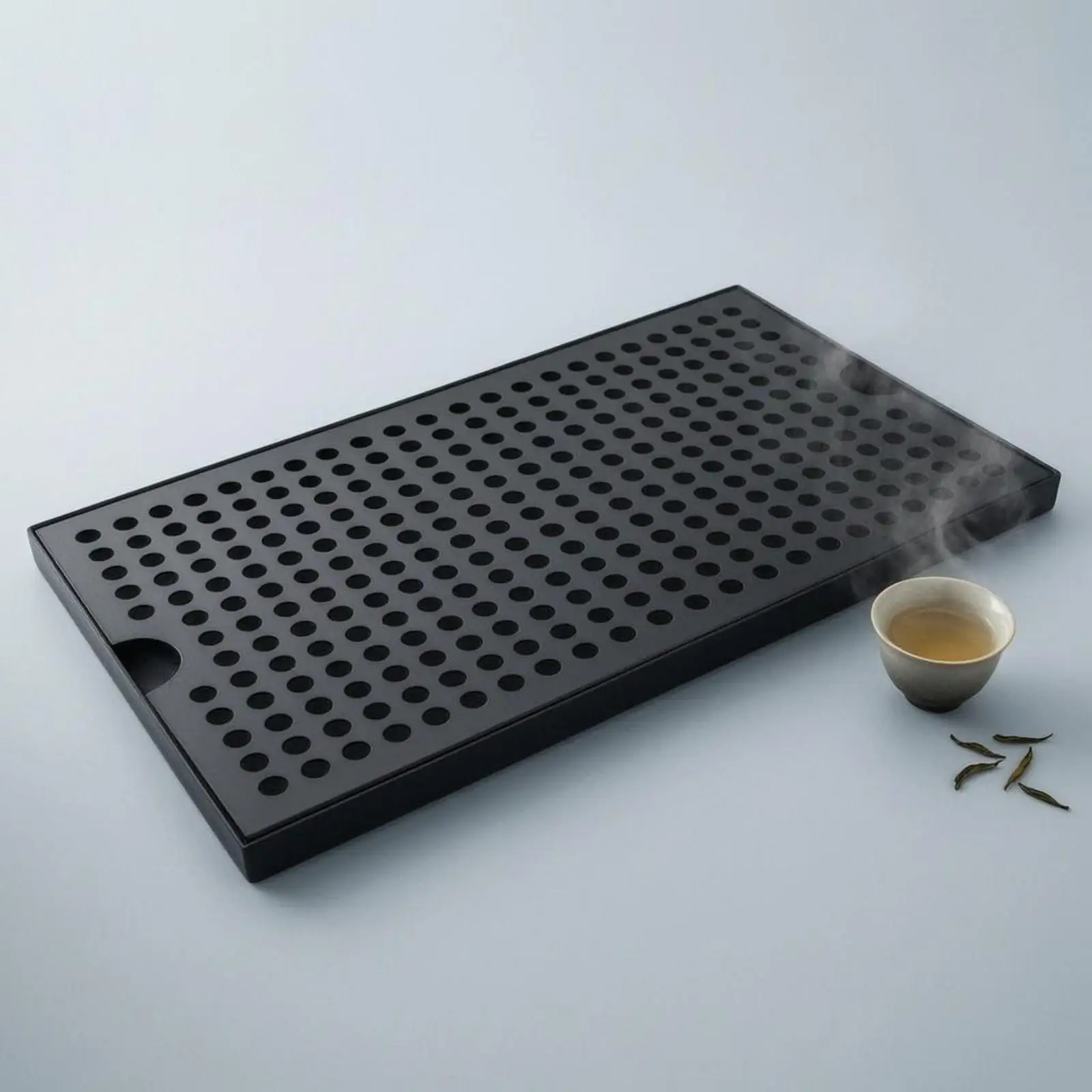 Metal Serving Tray with Handle Cutouts for Drinks and Spills Stainless Steel Rectangular Bar Tray