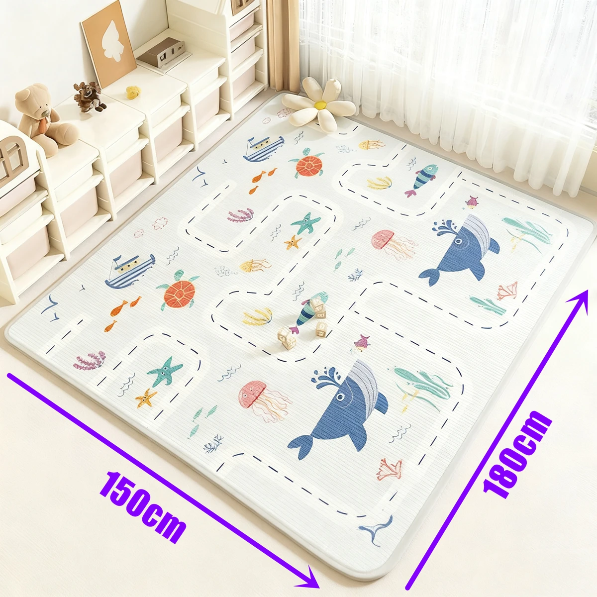 180x150cm/180x120cm High-quality Children's Safety Mat Rugs 10 Pattern Choices Non-toxic Baby Activity Gym Crawling Play Mats