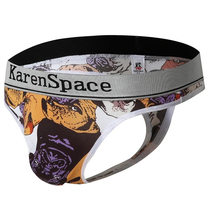 

Men's Print Mesh Jockstrap Underwear Breathable Low-rise Thong Ice Silk Stretch Comfortable Casual Underwear Comfortable Panties