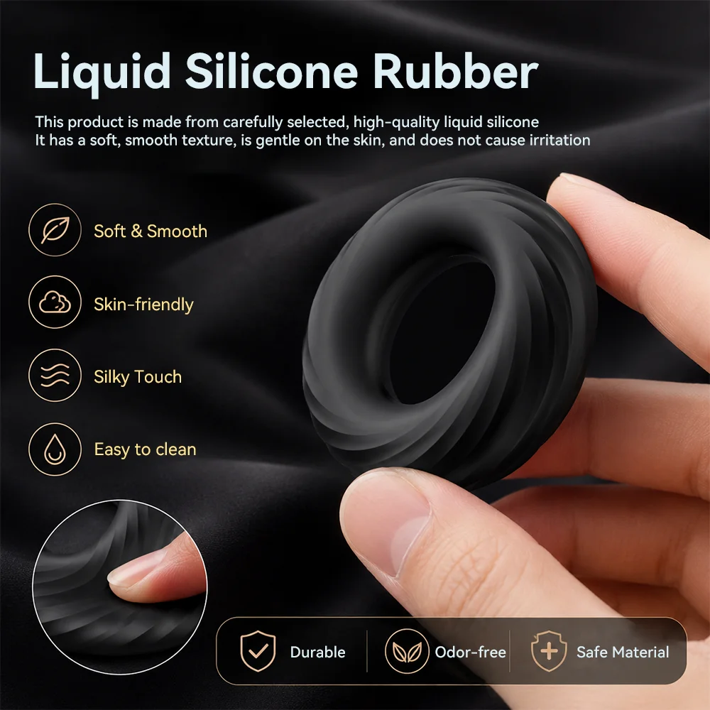 New Cock Ring for Men Liquid Silicone 3D Textured Penis Ring Soft Stretchy Washable Reusable Adult Couples Toy Green Snug Fit - view 2