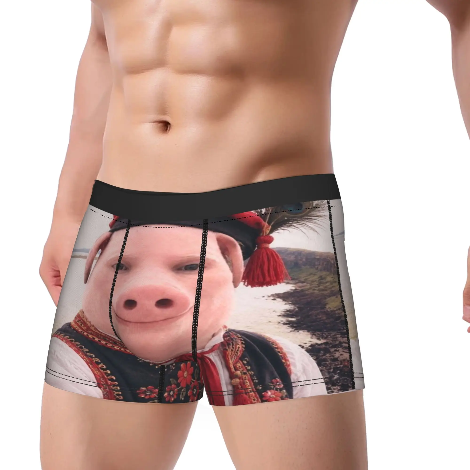 Traditional Folk Costume Pig Character  Underpants Homme Panties Men's Underwear Comfortable Shorts Boxer Briefs