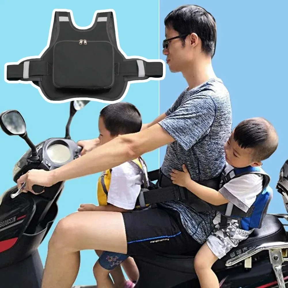 Adjustable Strap Motorcycle Safety Belt Reflective Strip Storage Bag Motorcycle Seat Vest Strap Oxford Cloth Protective