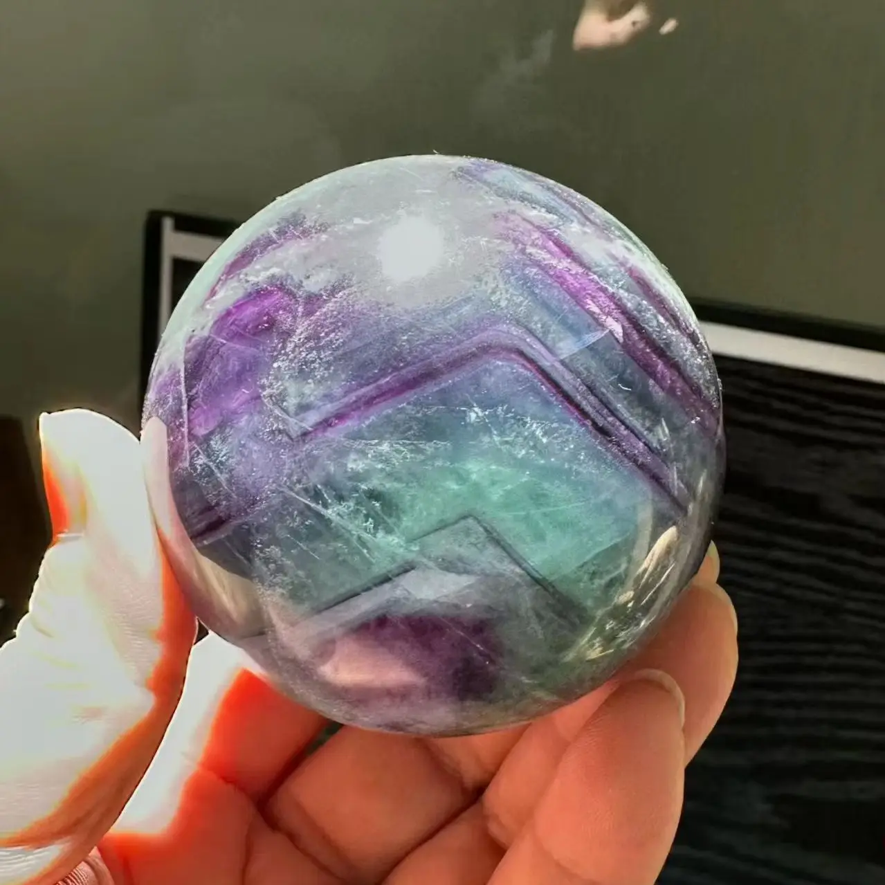 Natural Rainbow Fluorite Obelisk Quartz Crystal Wand Dot Gemstone Restoration