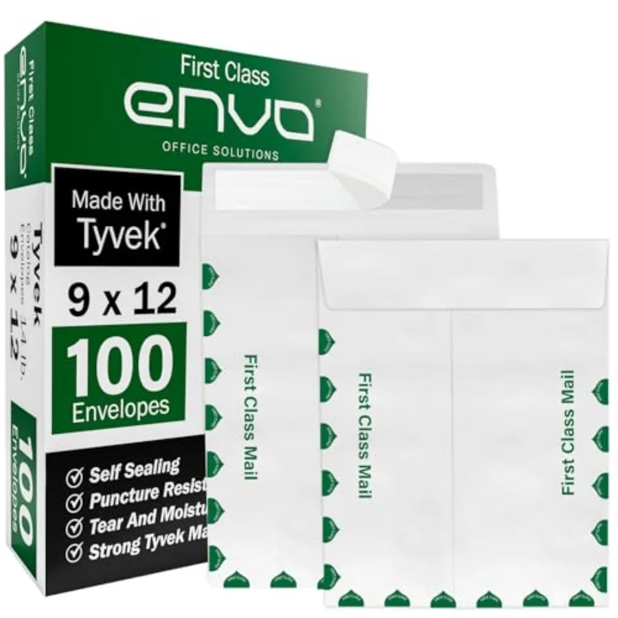 

9 x 12 Envelopes Tyvek Envelopes 9x12 100 Pack Catalog Envelopes 9x12 Self Sealing Closure Tyvek First Class 14 lb. Puncture Te