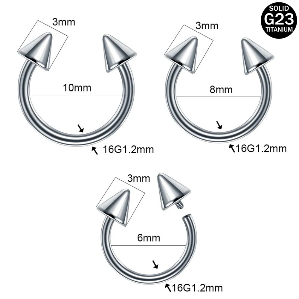 F136 Titanium Hoop Nose Rings Internally Threaded Septum Lip Circular Barbell Horseshoe Ear Tragus Helix Earrings Nose Piercing