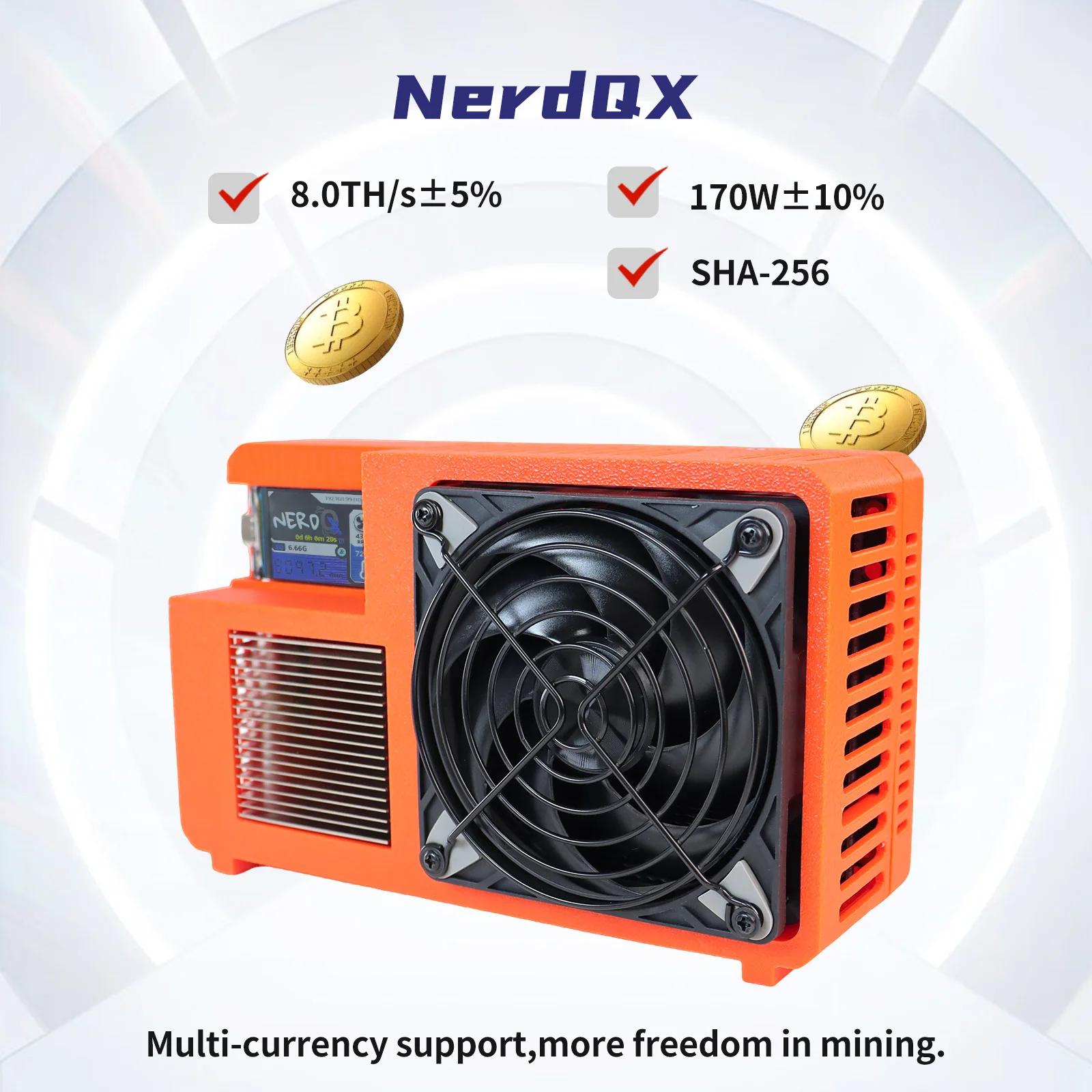 Mais Vendidos Globalmente: NerdQX Bitcoin Miner 8TH/s ASIC Miner SHA-256 BTC, Equipamento de Mineração de Criptomoedas, Minerador Solo para Mineração de Bitcoin em Casa