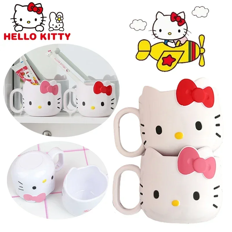 

Кавайная чашка для воды Hello Kitty аниме чашка с ручкой Kt пластиковая чашка для молока кофе для завтрака Смешная кружка для путешествий подарок для детей на день рождения