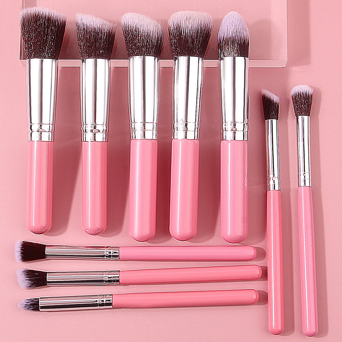 Juego de brochas de maquillaje facial multiusos, 10 Uds., brocha para colorete, brocha suelta, herramientas de belleza esenciales para principiantes