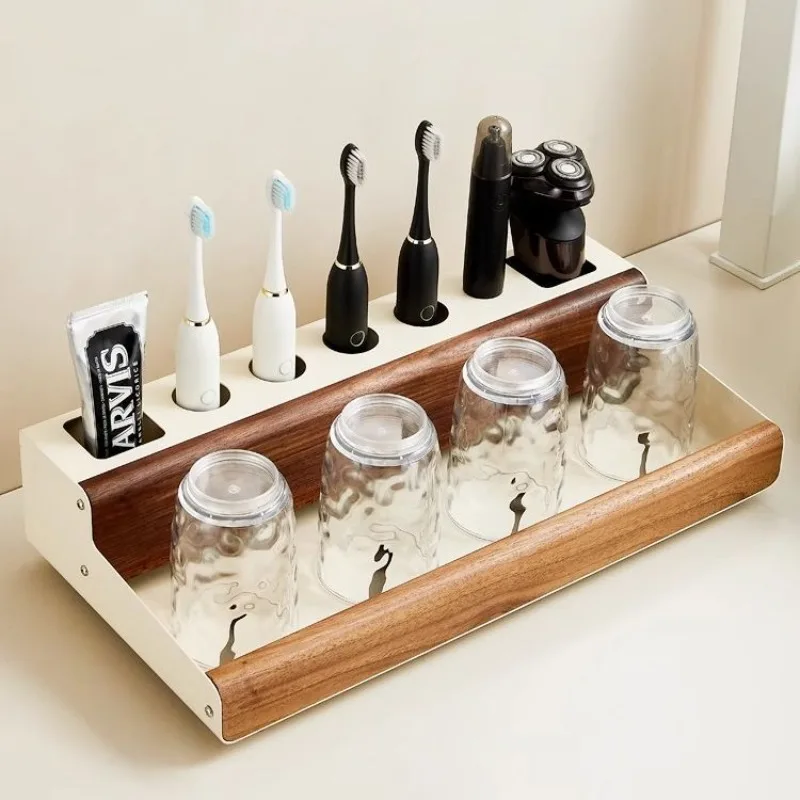 Walnut electric toothbrush holder, tissue box multi-functional