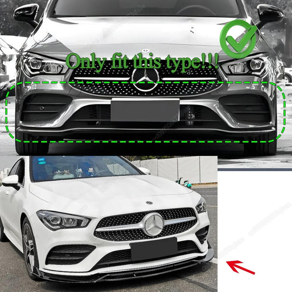 Front Bumper Lip Diffuser Splitter For Mercedes Benz CLA Class C118 W118 X118 CLA180 200 220 250 CLA35 CLA45 AMG 2019-2023 Black