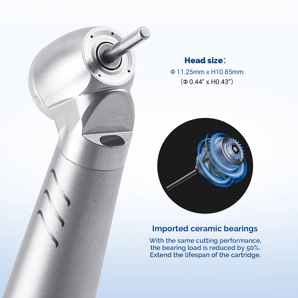 AZDENT Dental 45 ° Hochgeschwindigkeits-Handstück mit LED-Faseroptik aus Titan, passend für KAVO und NSK, mit Keramiklager und Druckknopf, Zahnmedizinisches Instrument – Detail 18