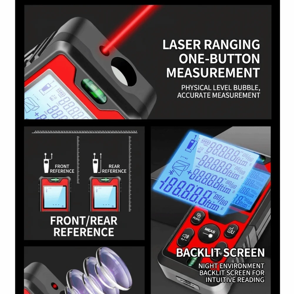 High Precision Laser Distance Meter Rechargeable Professional Laser Rangefinder Durable 120m Digital Laser Ruler