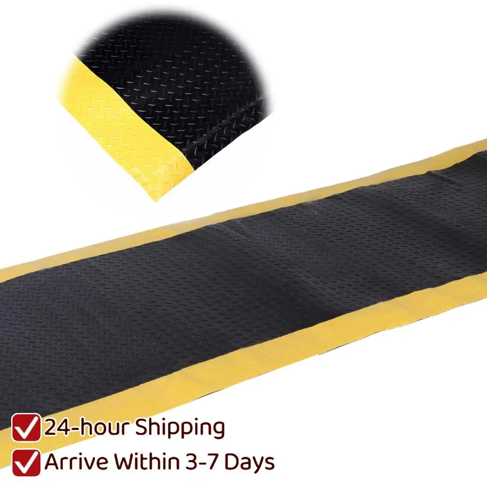 

Standing Mat 144x36inch Anti Fatigue Floor Mat Thick 3/4in Black with Yellow Border for Industrial and Commercial Workplaces