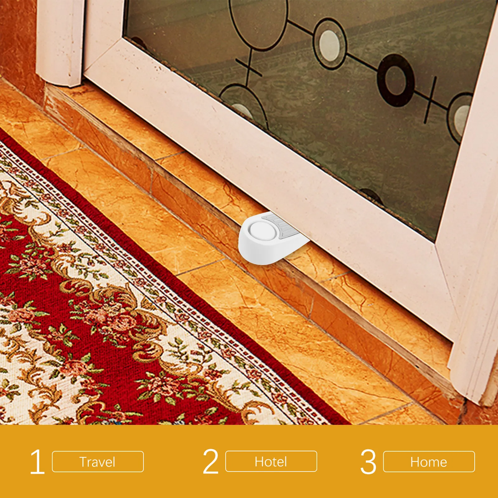 

Door Stopper Alarm Floor Wedge Vibration Sensor Stopper Silent Door Alarm for Apartment Home Office Security Doorstops Wedge