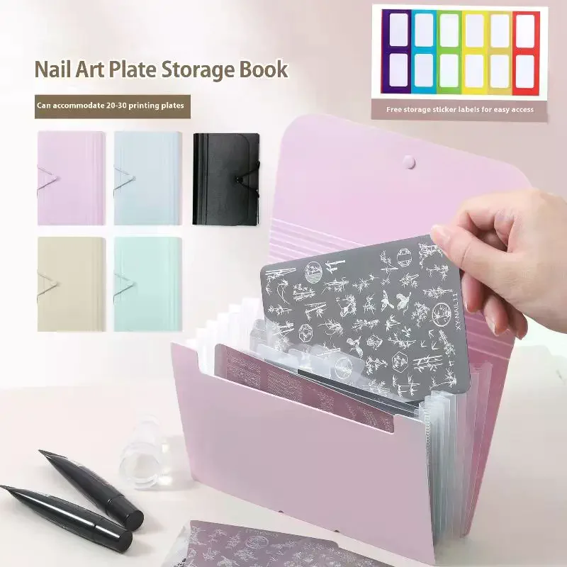 A6 Organ Bag Rectangular Nail Art Stamping Plate Holder 7Slot Empty Template Storage Organizer Booklet Nail Plate Case Manicure
