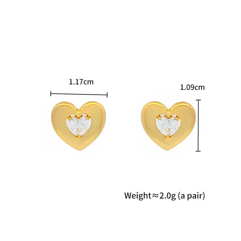 Wholesale Price--- Heart in Heart Zircon Stud Earrings For Women Fashion Jewelry Pure Gold Plated Eco-Friendly
