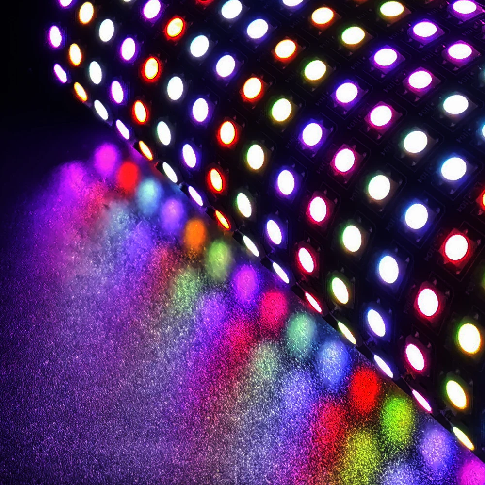 Módulo de Painéis LED RGB Flexível Digital, Pixel Endereçável Individualmente, Matrix Screen, DC5V, WS2812B, 8x8, 16x16, 8x32