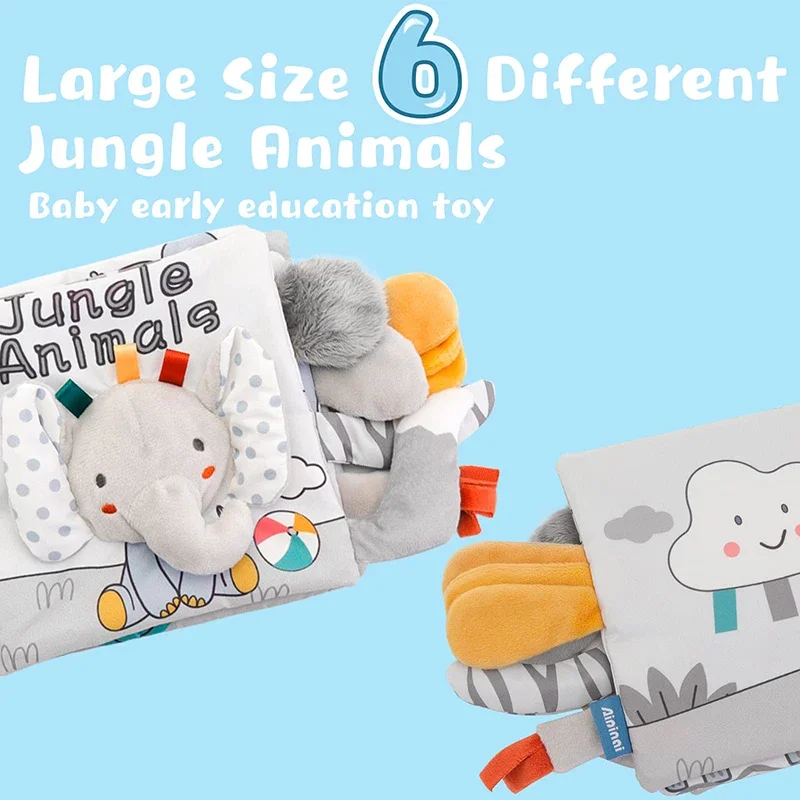 Zachte Babyboeken 3D Touch Feel Hoog Contrast Doek Boek Zintuiglijk Vroeg Leren Wandelwagen Speelgoed voor Baby Peuter Speelgoed 0-12 maanden