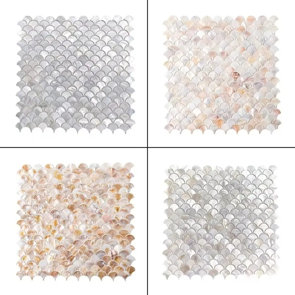 Versatile Shell Mosaic Tile Eco-friendly Dyed Fish Scale Tile DIY Waterproof Mosaic Wall Art Bathroom Wall