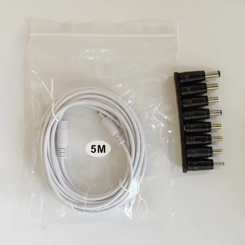DC12V Power Extension Cable 5.5mm*2.1mm With 8Pcs Different Size DC Connector Power Cable Cord For LED Lamp CCTV Security Camera