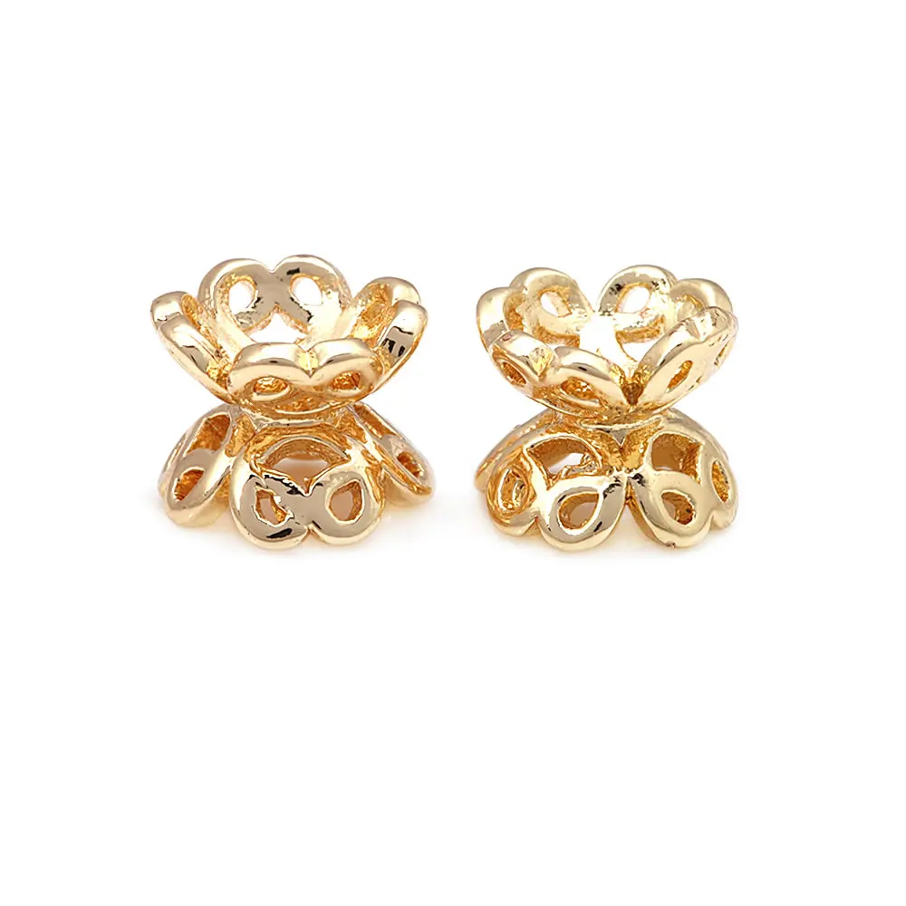 18K Gold Color Brass Double Side Flower Beads Caps Diy Accessories Jewellery Making Materials Rosediy official-website