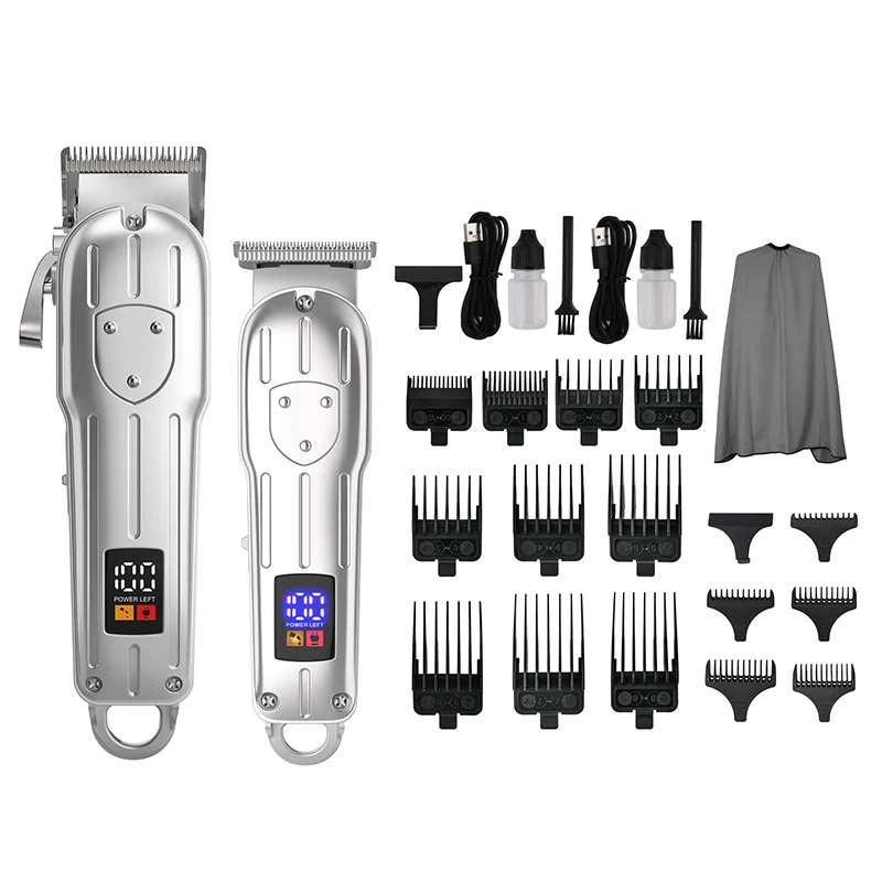 Hair clipper set with digital display, electric push shear, shaving, men's oil head carving