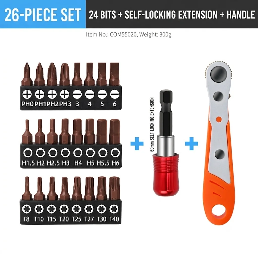 Hi-Spec 1/4 Inch Hex Mini Ratchet Wrench Screwdriver Quick Release Screwdriver Hex Star Bit Set For Home Repair