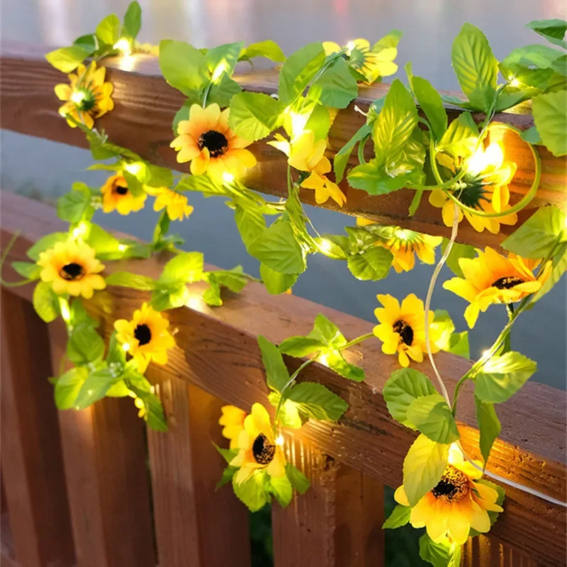 Artificial Plant Leaf Garland Fairy Lights Decor LED Copper Wire String Lights for Wedding Christmas Lights Home Decoration