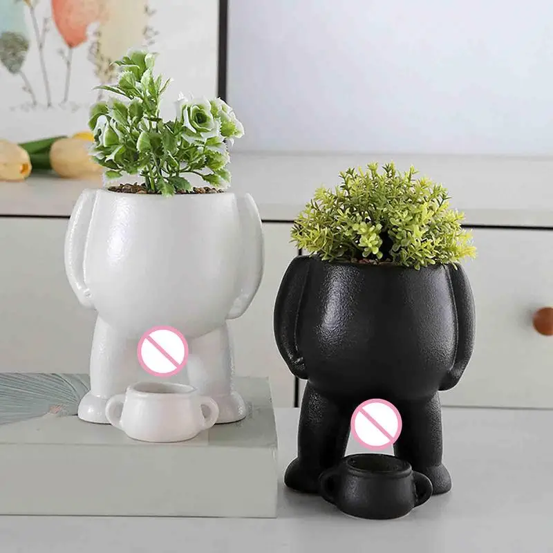 Peeing Vase Planter For Succulents Air Plants Ceramic Plant Pot With Drainage Holes For Succulents Cactus Flowers Indoor Plants