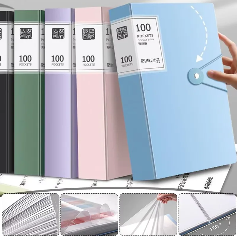 

100Pages A4 Thickened Folder Large Capacity Diy File Folder Multifunctional Document Organizer Desktop Storage Box Office Suppli