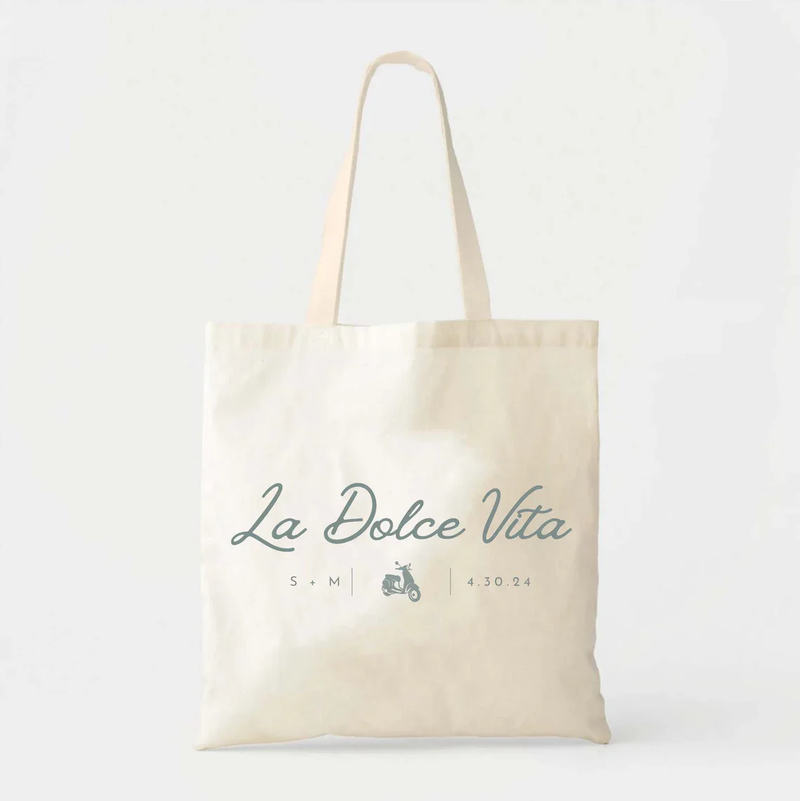 La Dolce Vita Moped Tote Bag - Custom Totes - Destination Wedding Welcome Tote - Italian Wedding - Europe Vacation Tote - Italy