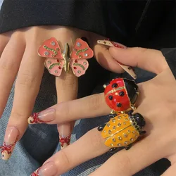 Irregular Vintage Handmade Enamel Dripping Oil Insect Butterfly Ring for Women Girl Fashion Charm Party Jewelry Gift 2025 New