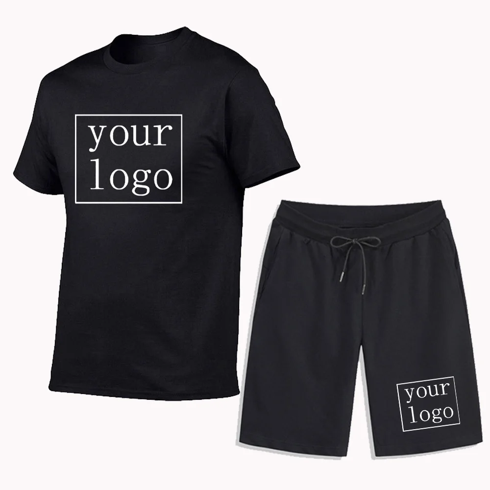 Custom Your Own Logo Text Photo Print T-shirts Shorts Men Tracksuit DIY Tee Shirts Summer Fashion Short Sleeve Personalized Sets