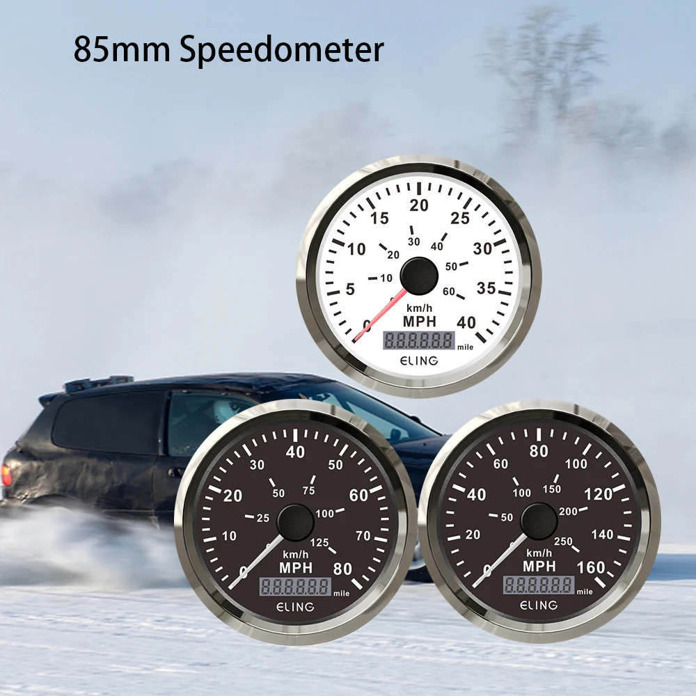 

Спидометр-одометр RHAXEL 85 мм (3 3/8 дюйма) 160 миль/ч с GPS для автомобиля/грузовика с красной/желтой подсветкой, регулируемый, 12В/24В