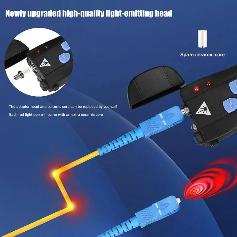 Mini localizador Visual de fallos, probador de Cable de fibra óptica VFL recargable, interfaz SC/FC/ST de 2,5mm, 1/10/20/30/50mW