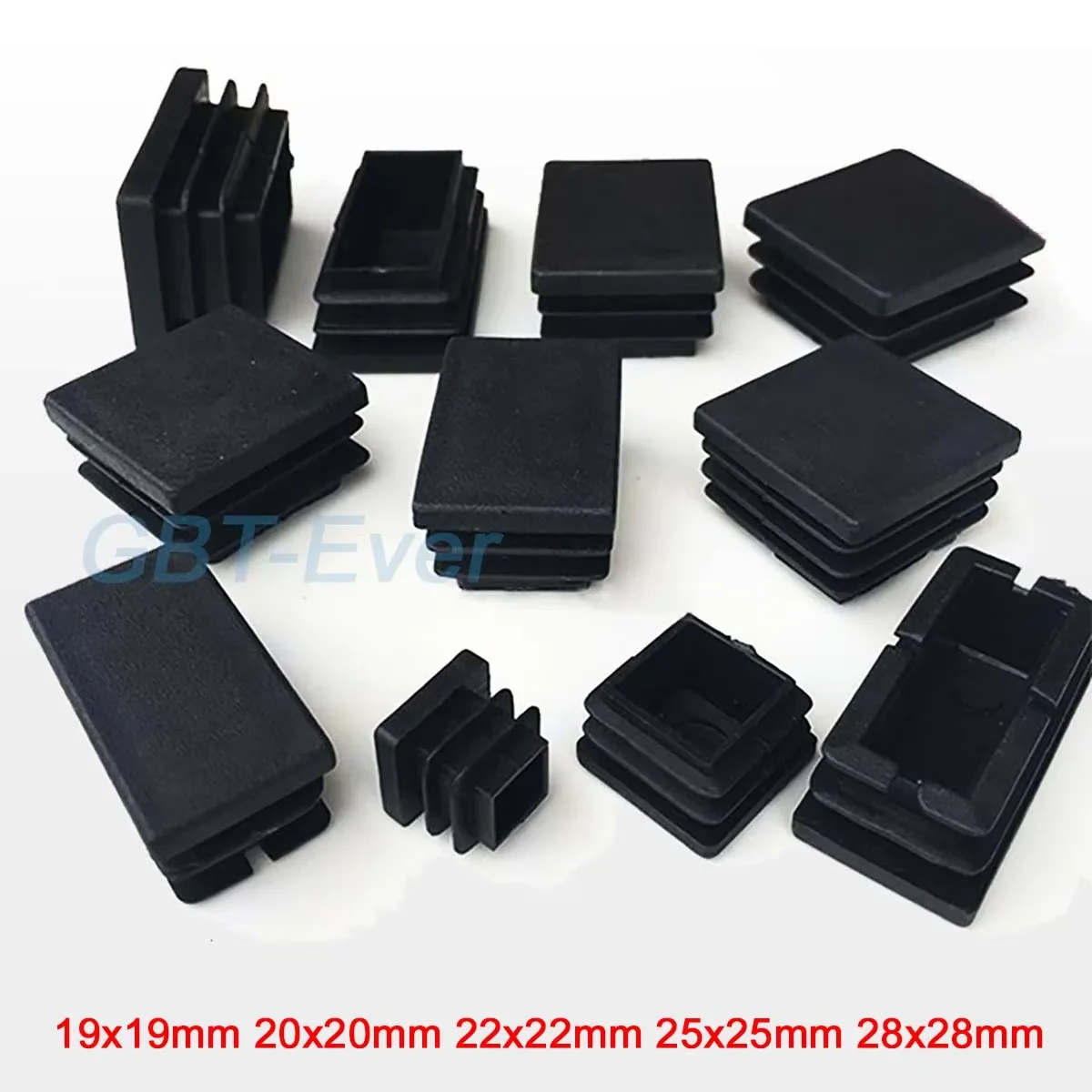 10/20/30Pcs PE Plastic Square Pipe Plugs 19x19 20x20 22x22 25x25 28x28mm Black Hole End Caps Inserts Seal Plugs Chair Foot Pads