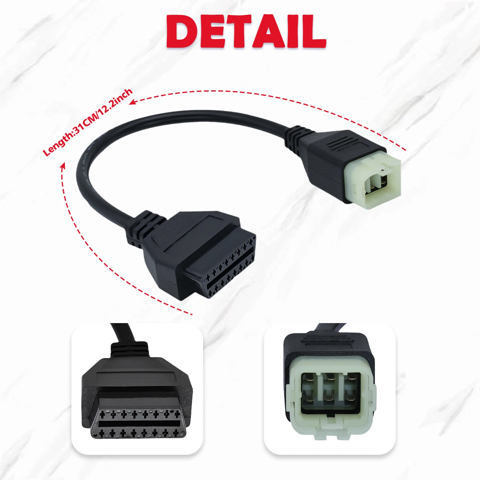 Für Royal Enfield 6Pin zu OBD2 Diagnose Kabel Für Hunter 350/Himalaya/Classic 350/Meteor 350 Motorrad OBD diagnose Kabel – Detail 2