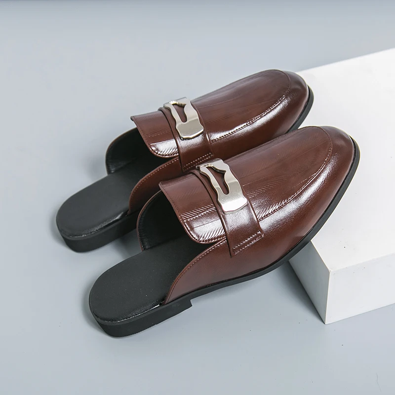 Retro Men Slippers Black-brown Color British Casual Fashionable Multi-purpose Indoor Outdoor Slippers for Couples Sizes 35-46