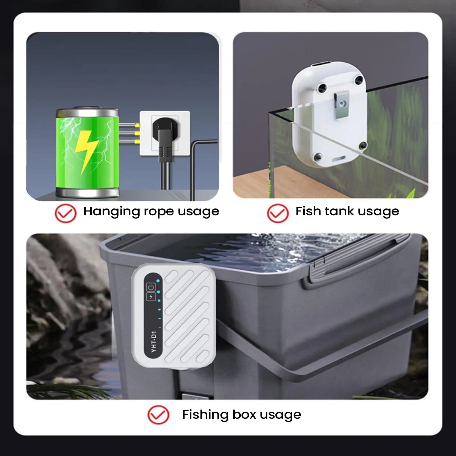 Air Pump For Aquarium Portable Aquarium Fishing Aerator USB Rechargeable Aerator For Outdoor Indoor Pond Hydroponics Turtle